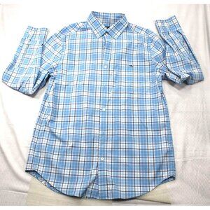Vineyard Vines Mens Classic Fit Tucker Shirt M Blue‎ Plaid Performance 91% Nylon
